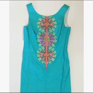 Lilly Pulitzer Aqua Front-Zip Shift Dress